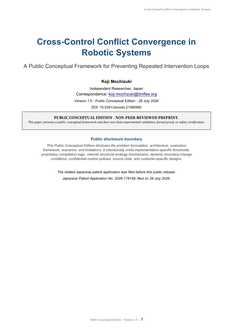 Cross-Control Conflict Convergence in Robotic Systems cover